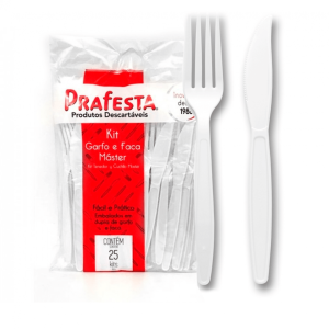 Kit garfo/faca prafesta c/25 brc